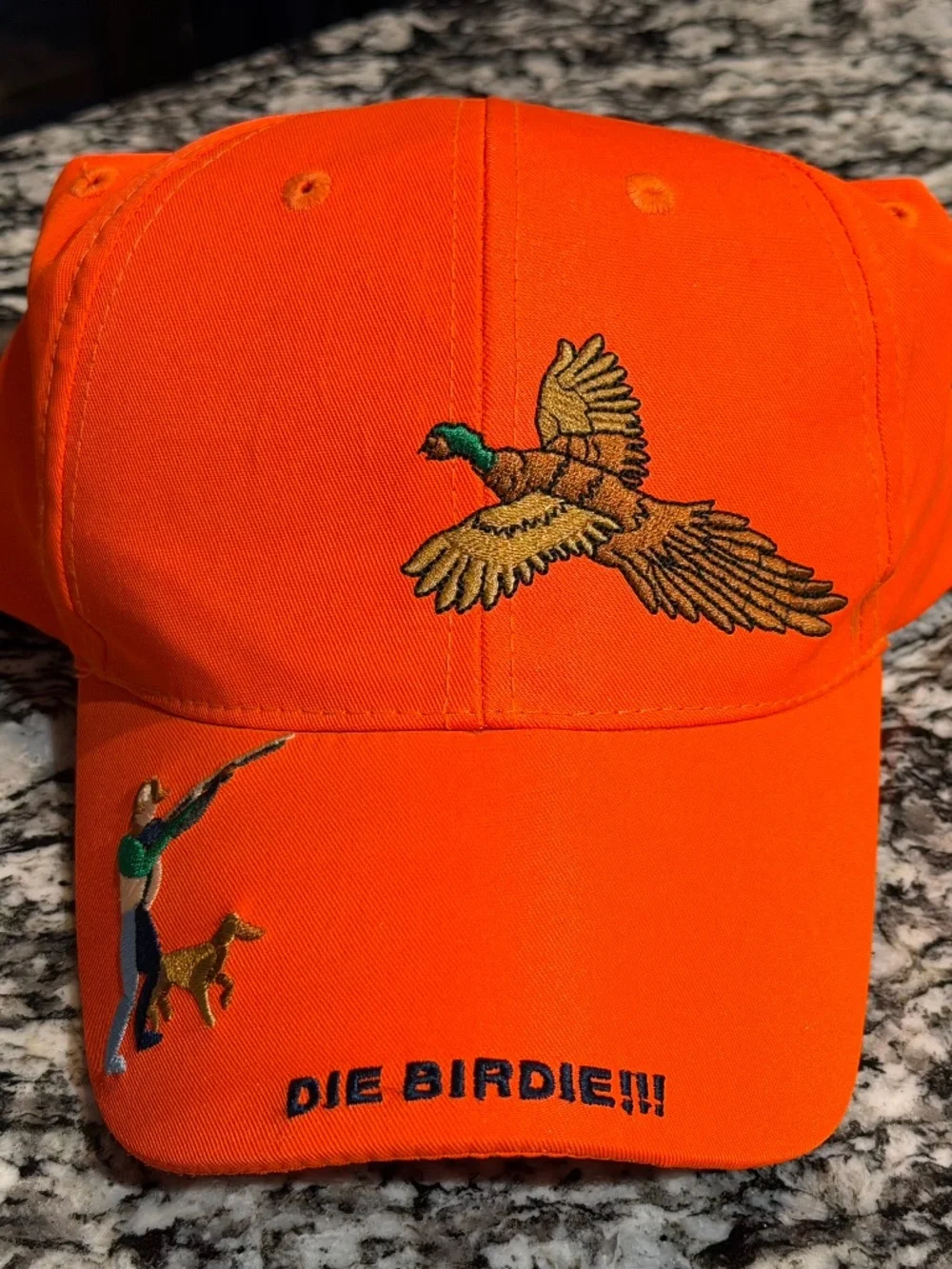 Vintage Embroidered Orange Hunting Cap Hat Strapback Adjustable NOS